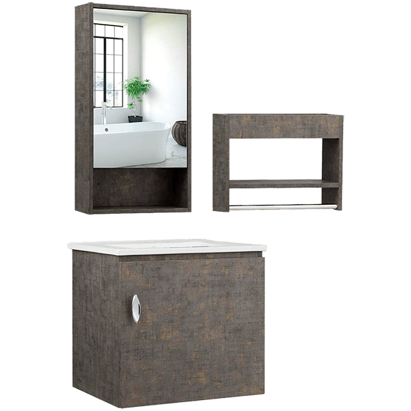 Tangkula Wand-Badezimmer-Waschtisch-Set, Modernes Badezimmer-Waschtisch-Set
