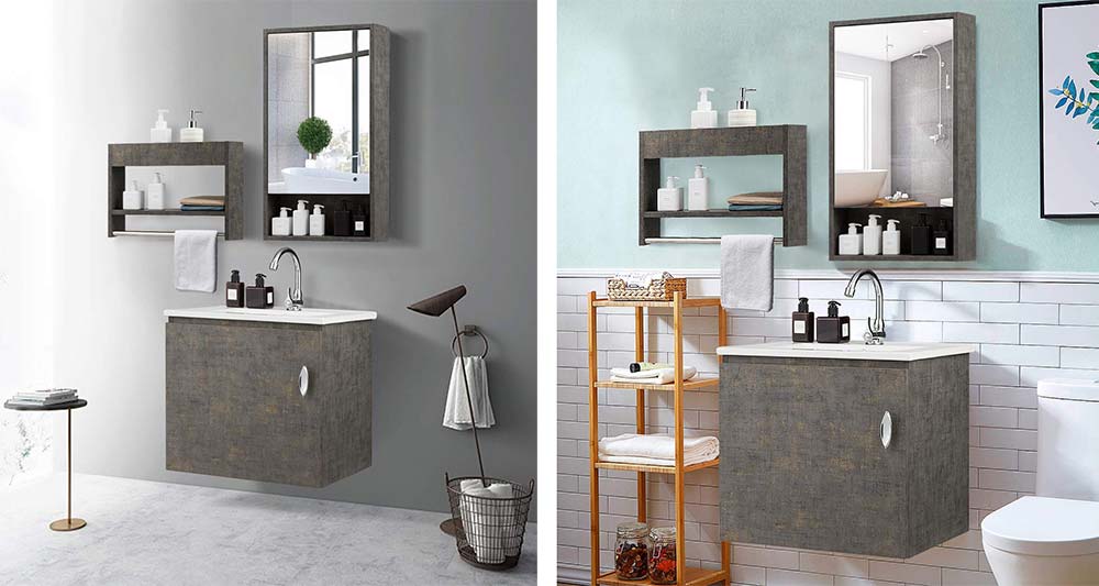 Tangkula Wand-Badezimmer-Waschtisch-Set, Modernes Badezimmer-Waschtisch-Set 
